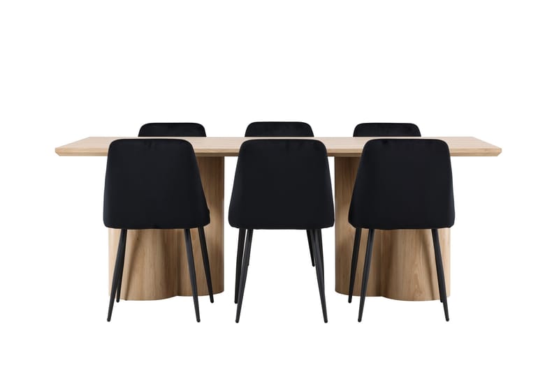 Olivia Matgrupp 210 cm Rektangulär med 6 Night stolar - Whitewash/Svart - Products - Möbler - Bord & matgrupp - Matgrupp