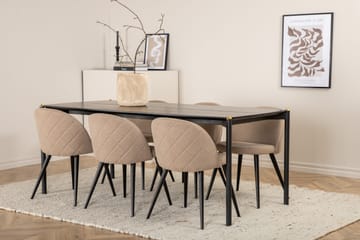 Pelle Matgrupp 190 cm Rektangulär med 6 Velvet stolar - Beige - Products - Möbler - Bord & matgrupp - Matgrupp