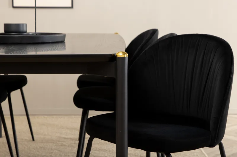 Pelle Matgrupp 190 cm Rektangulär med 6 Wrinkles stolar - Svart - Products - Möbler - Bord & matgrupp - Matgrupp