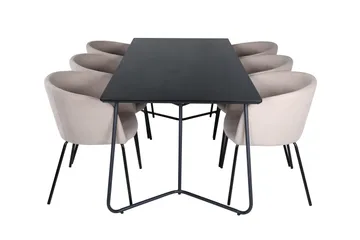 Petra Matgrupp 190 cm Rektangulär med 6 Berit stolar - Beige - Products - Möbler - Bord & matgrupp - Matgrupp