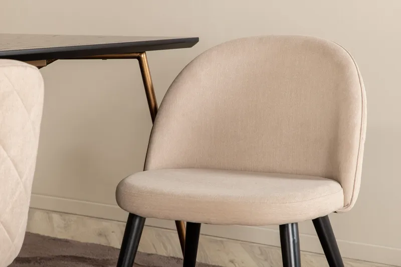 Petra Matgrupp 190 cm Rektangulär med 6 Velvet stolar - Beige - Products - Möbler - Bord & matgrupp - Matgrupp