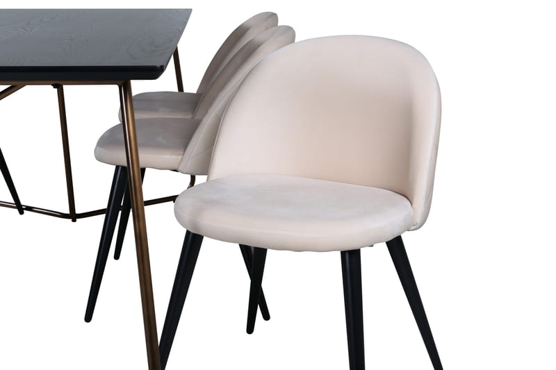 Petra Matgrupp 190 cm Rektangulär med 6 Velvet stolar - Svart - Products - Möbler - Bord & matgrupp - Matgrupp
