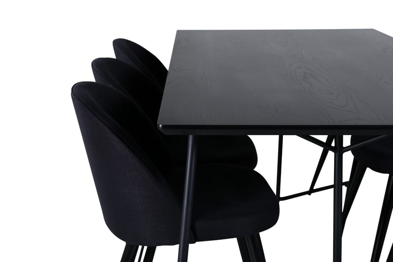 Petra Matgrupp 190 cm Rektangulär med 6 Velvet stolar - Svart - Products - Möbler - Bord & matgrupp - Matgrupp