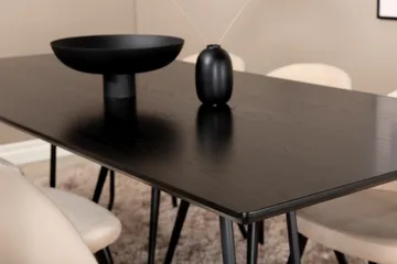 Petra Matgrupp 190 cm Rektangulär med 6 Velvet stolar - Svart - Products - Möbler - Bord & matgrupp - Matgrupp