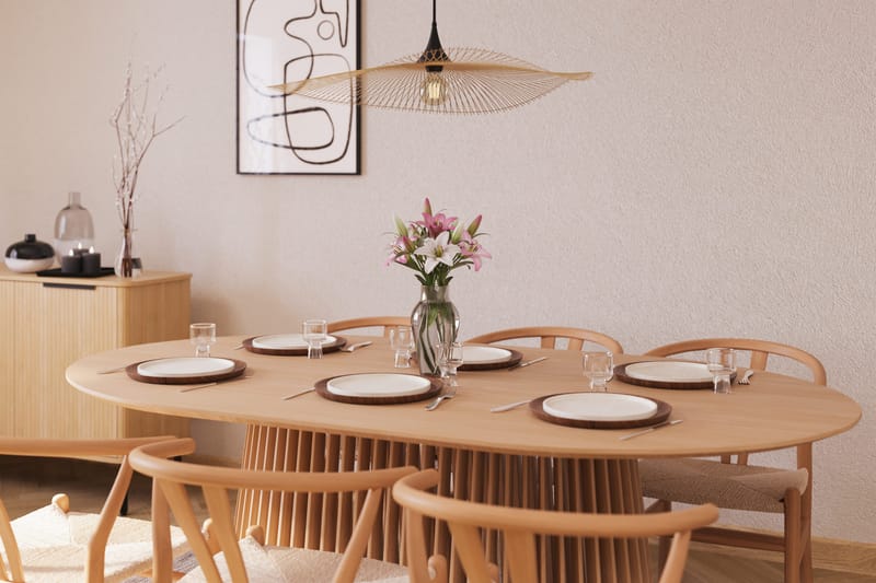 Peyra Matgrupp 200 cm Ovalt Ek med 6 Dastoori Matstolar - Natur - Products - Möbler - Bord & matgrupp - Matgrupp