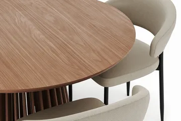 Peyra Runt Matbord 120 cm med 4 Sawako Stolar - Valnöt - Products - Möbler - Bord & matgrupp - Matgrupp