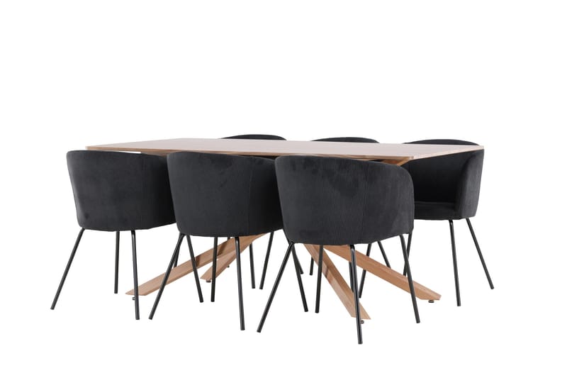 Piazza Matgrupp 180 cm Rektangulär med 6 Berit stolar - Mocca/Svart - Products - Möbler - Bord & matgrupp - Matgrupp