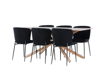 Piazza Matgrupp 180 cm Rektangulär med 6 Modesto stolar - Mocca/Svart - Products - Möbler - Bord & matgrupp - Matgrupp
