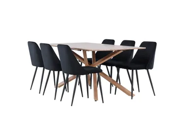 Piazza Matgrupp 180 cm Rektangulär med 6 Night stolar - Mocca/Svart - Products - Möbler - Bord & matgrupp - Matgrupp