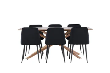 Piazza Matgrupp 180 cm Rektangulär med 6 Night stolar - Mocca/Svart - Products - Möbler - Bord & matgrupp - Matgrupp