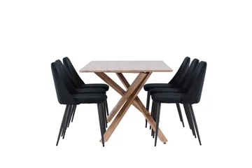 Piazza Matgrupp 180 cm Rektangulär med 6 Night stolar - Mocca/Svart - Products - Möbler - Bord & matgrupp - Matgrupp