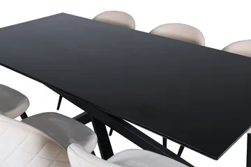 Piazza Matgrupp 180 cm Rektangulär med 6 Velvet stolar - Beige - Products - Möbler - Bord & matgrupp - Matgrupp