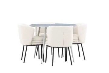 Plaza Matgrupp 100 cm Rund med 4 Agnes stolar - Grå/Vit - Products - Möbler - Bord & matgrupp - Matgrupp