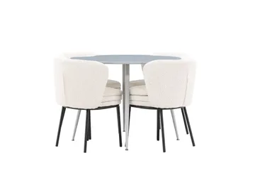 Plaza Matgrupp 100 cm Rund med 4 Agnes stolar - Grå/Vit - Products - Möbler - Bord & matgrupp - Matgrupp