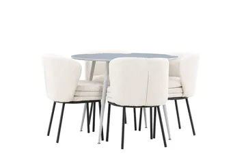 Plaza Matgrupp 100 cm Rund med 4 Agnes stolar - Grå/Vit - Products - Möbler - Bord & matgrupp - Matgrupp