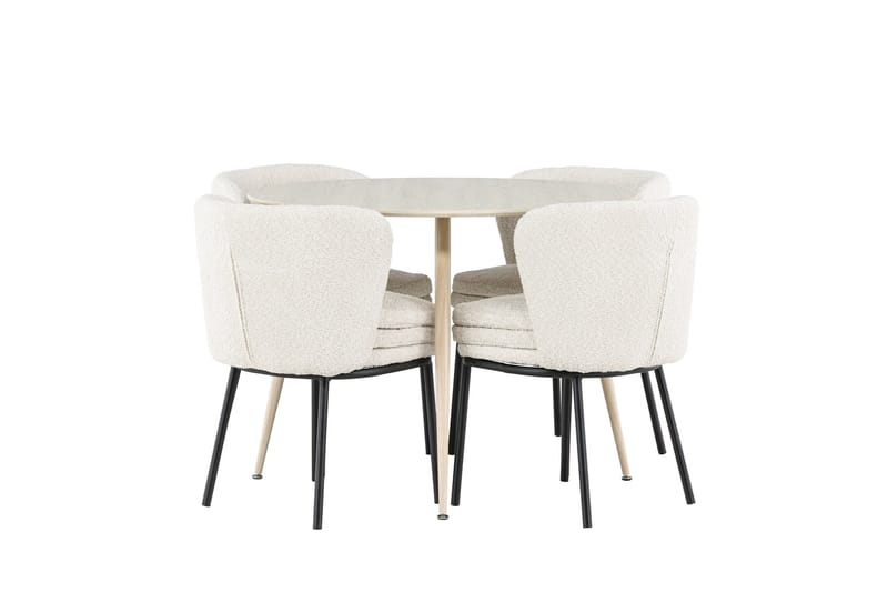 Plaza Matgrupp 100 cm Rund med 4 Agnes stolar - Whitewash/Vit - Products - Möbler - Bord & matgrupp - Matgrupp