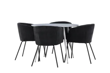 Plaza Matgrupp 100 cm Rund med 4 Berit stolar - Grå/Svart - Products - Möbler - Bord & matgrupp - Matgrupp