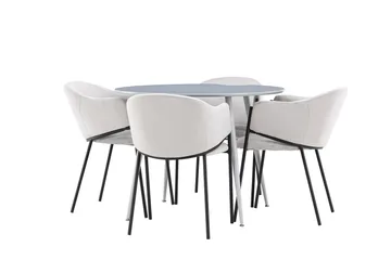 Plaza Matgrupp 100 cm Rund med 4 Evelina stolar - Grå/Grå - Products - Möbler - Bord & matgrupp - Matgrupp