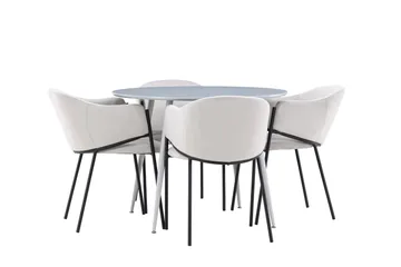 Plaza Matgrupp 100 cm Rund med 4 Evelina stolar - Grå/Grå - Products - Möbler - Bord & matgrupp - Matgrupp