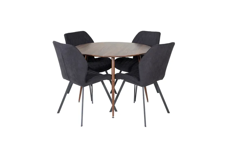 Plaza Matgrupp 100 cm Rund med 4 Gemma stolar, Svart