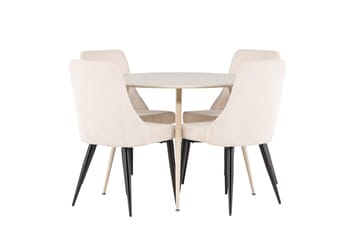 Plaza Matgrupp 100 cm Rund med 4 Leone stolar - Whitewash/Beige - Products - Möbler - Bord & matgrupp - Matgrupp