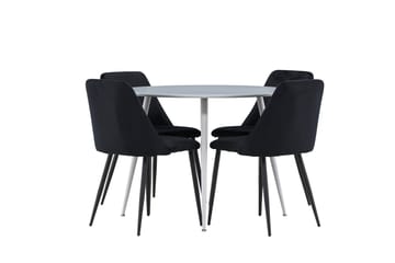 Plaza Matgrupp 100 cm Rund med 4 Night stolar - Grå/Svart - Products - Möbler - Bord & matgrupp - Matgrupp