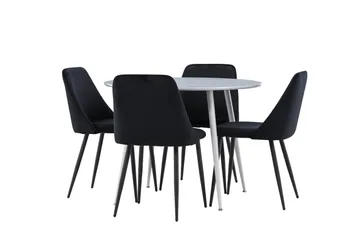 Plaza Matgrupp 100 cm Rund med 4 Night stolar - Grå/Svart - Products - Möbler - Bord & matgrupp - Matgrupp