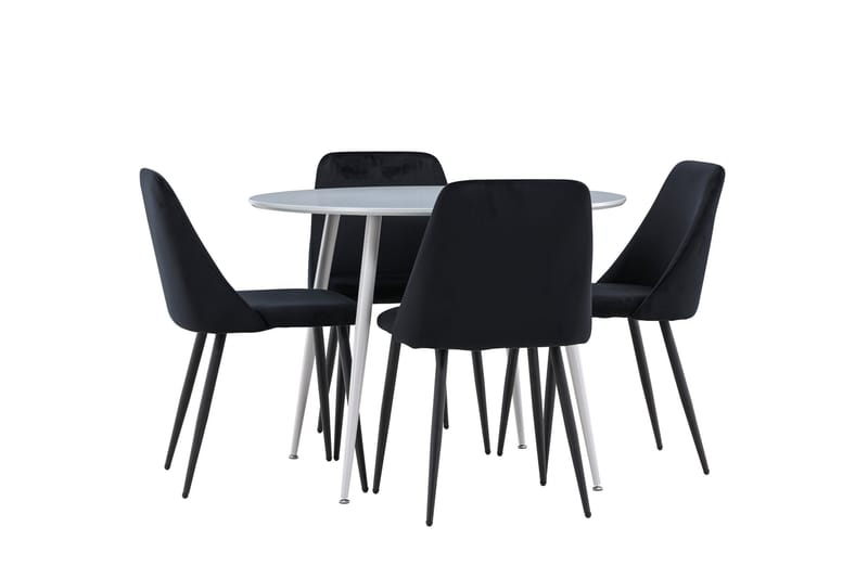 Plaza Matgrupp 100 cm Rund med 4 Night stolar - Grå/Svart - Products - Möbler - Bord & matgrupp - Matgrupp