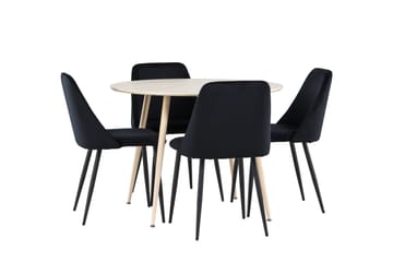 Plaza Matgrupp 100 cm Rund med 4 Night stolar - Whitewash/Svart - Products - Möbler - Bord & matgrupp - Matgrupp