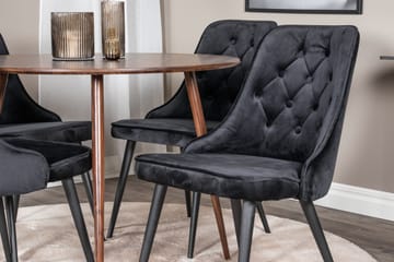 Plaza Matgrupp 100 cm Rund med 4 Velvet Deluxe stolar - Svart - Products - Möbler - Bord & matgrupp - Matgrupp