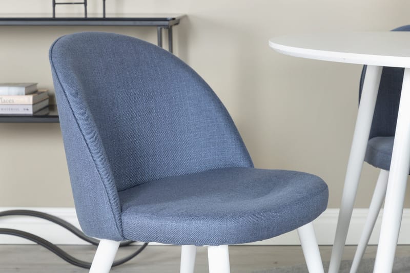 Plaza Matgrupp 100 cm Rund med 4 Velvet stolar - Blå - Products - Möbler - Bord & matgrupp - Matgrupp