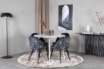 Plaza Matgrupp 100 cm Rund med 4 Velvet stolar - Svart - Products - Möbler - Bord & matgrupp - Matgrupp