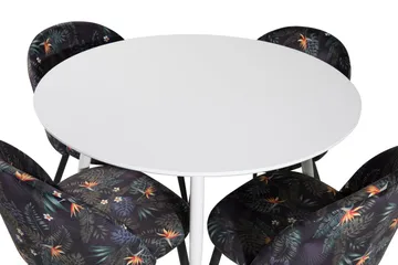 Plaza Matgrupp 100 cm Rund med 4 Velvet stolar - Svart - Products - Möbler - Bord & matgrupp - Matgrupp