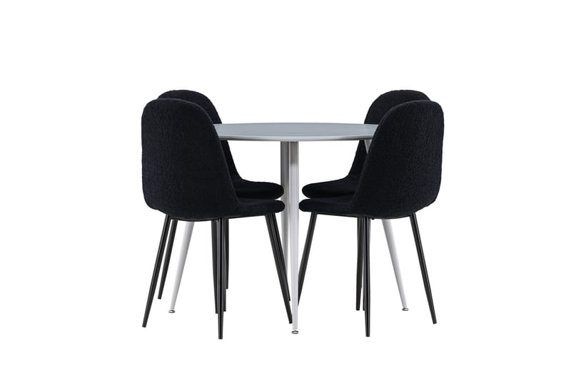 Plaza Matgrupp 100 cm Rund med 4 Polar stolar - Grå/Svart - Products - Möbler - Bord & matgrupp - Matgrupp