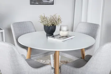 Plaza Matgrupp 100 cm Rund med 4 Plaza stolar - Grå - Products - Möbler - Bord & matgrupp - Matgrupp