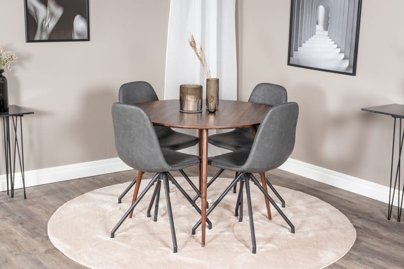 Plaza Matgrupp 100 cm Rund med 4 Polar stolar - Svart - Products - Möbler - Bord & matgrupp - Matgrupp