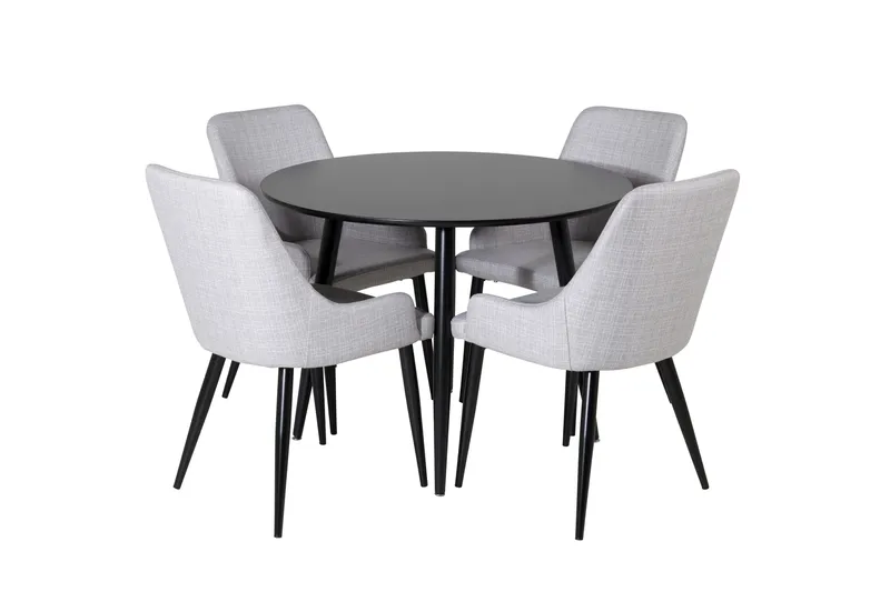 Plaza Matgrupp 100 cm Rund med 4 Plaza stolar, Svart