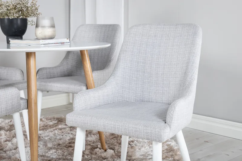 Plaza Matgrupp 100 cm Rund med 4 Plaza stolar - Grå - Products - Möbler - Bord & matgrupp - Matgrupp