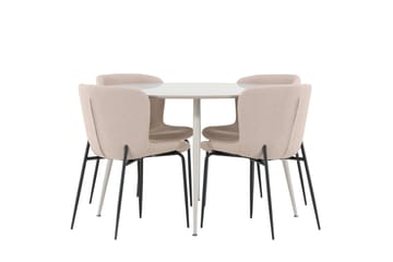 Plaza Matgrupp 120 cm Rund med 4 Modesto stolar - Beige/Beige - Products - Möbler - Bord & matgrupp - Matgrupp