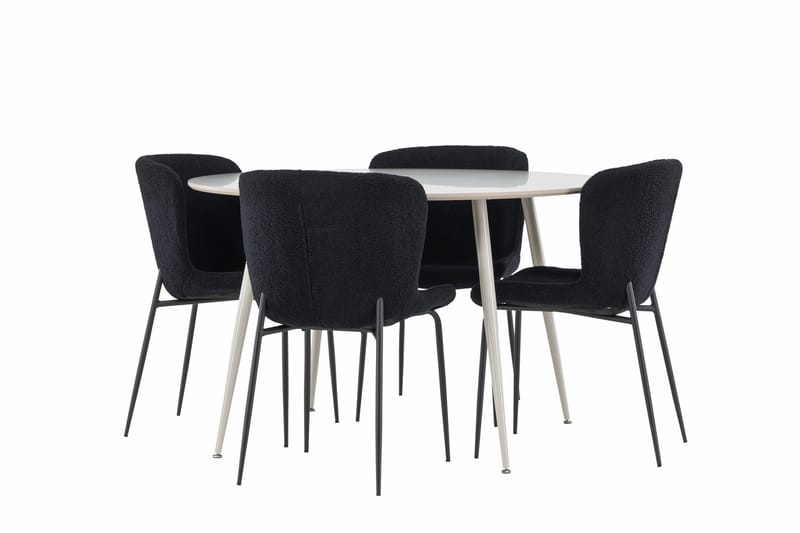 Plaza Matgrupp 120 cm Rund med 4 Modesto stolar - Beige/Svart - Products - Möbler - Bord & matgrupp - Matgrupp
