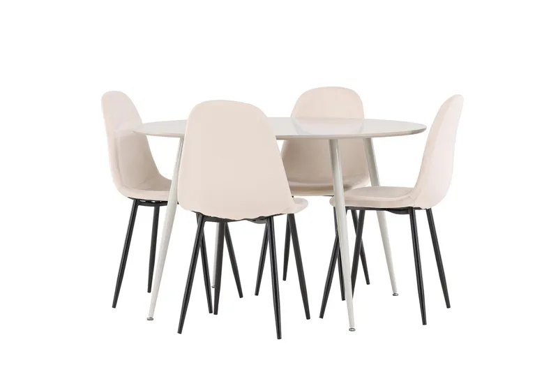 Plaza Matgrupp 120 cm Rund med 4 Polar stolar, Beige/Beige