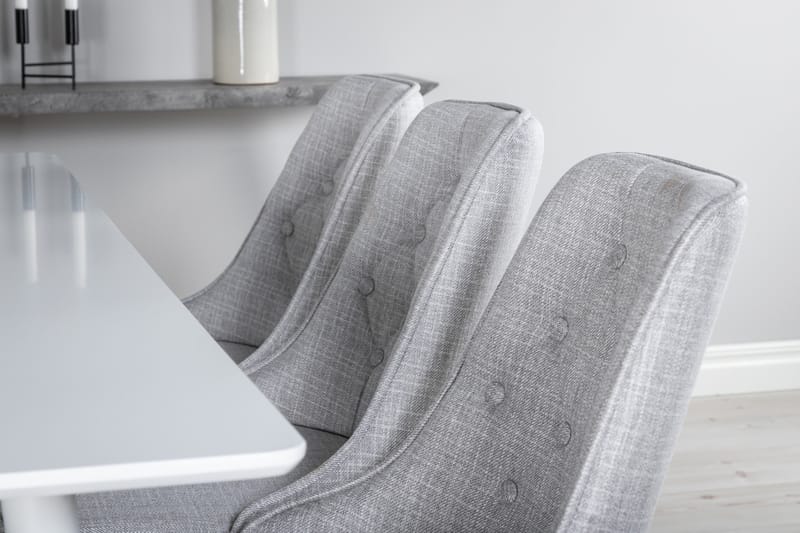 Polar Matgrupp 180 cm Rektangulär med 6 Velvet Deluxe stolar - Grå - Products - Möbler - Bord & matgrupp - Matgrupp