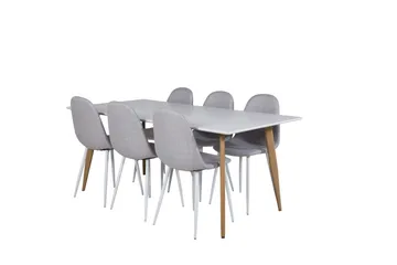 Polar Matgrupp 180 cm Rektangulär med 6 Polar stolar - Grå - Products - Möbler - Bord & matgrupp - Matgrupp