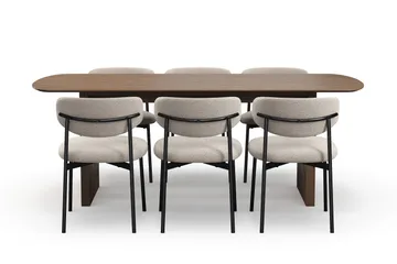 Richeto Matbord 210 cm med 6 Lucy Matstolar - Rökt ek / Greige Bouclé - Products - Möbler - Bord & matgrupp - Matgrupp