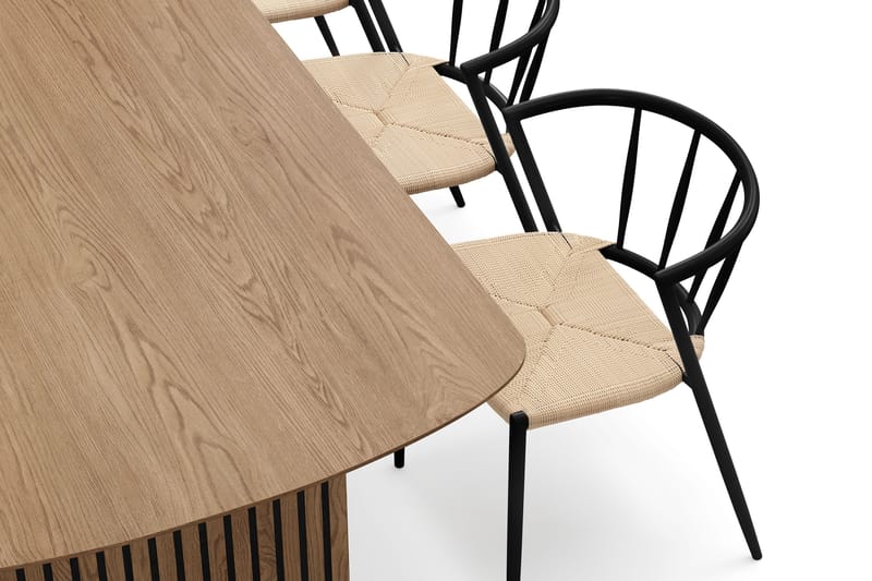 Richeto Matbord 240 cm med 6 Winston Matstolar - Naturlig finish / Beige / Metallben Svart - Products - Möbler - Bord & matgrupp - Matgrupp