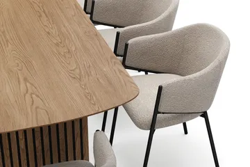 Richeto Matbord 240 cm med 8 Filip Matstolar - Naturlig finish / Taupe Bouclé - Products - Möbler - Bord & matgrupp - Matgrupp