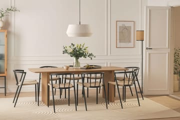 Richeto Matbord 240 cm med 8 Winston Matstolar - Naturlig finish / Beige / Metallben Svart - Products - Möbler - Bord & matgrupp - Matgrupp