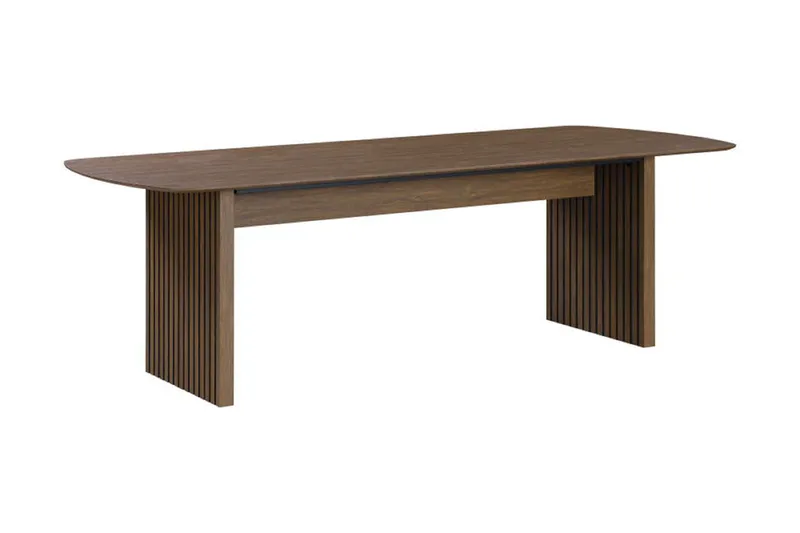 Richeto Matbord Rökt Ek 210 cm valnöt +  6 st Nibe stol brun med valnöt ben - Brun - Products - Möbler - Bord & matgrupp - Matgrupp