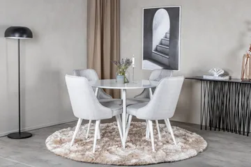 Ridones Matgrupp 100 cm Rund inkl 4 Valera Stolar - Vit/Grå - Products - Möbler - Bord & matgrupp - Matgrupp