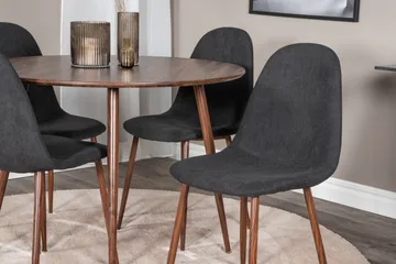 Ridones Matgrupp 100 cm Rund inkl 4 Ypas Stolar - Brun/Svart - Products - Möbler - Bord & matgrupp - Matgrupp